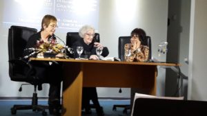 Cristina Callorda, Ida Vitale y Celeste Verges en la 12a. Feria del Libro de San José, Uruguay
