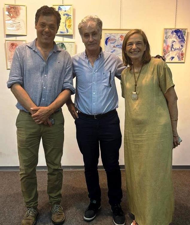 Director General de Cultura, Dr.Pablo Pucheu; y artistas plásticos Sergio Viera y Cecilia Pollio en la inauguración
